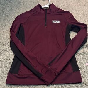 PINK Victoria's Secret Burgundy and Black Half Zip
